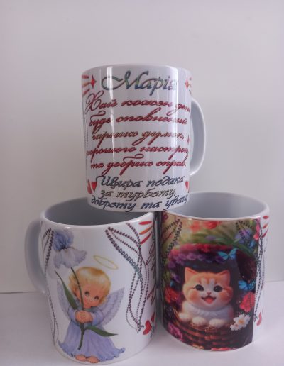 Кружечки з ангелом і котиком